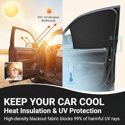 Side Window Sun Shades, Blocking & Heat Insulation Window Sunshades, Blackout Privacy Blind Cooling Curtains for Front Rear Windows, Fit for Taking a Nap, Changing Clothes, Camping (Black)