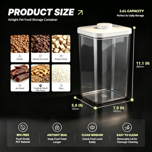 LivLab Mker Pet Food Storage Container With Lids & Cup - color: (D979)-5.5L-2