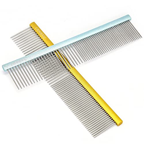 Metal Dog Grooming Combs Shedding Tangles,Knots,Mats.(7.5inches) - color: blue, size: Medium