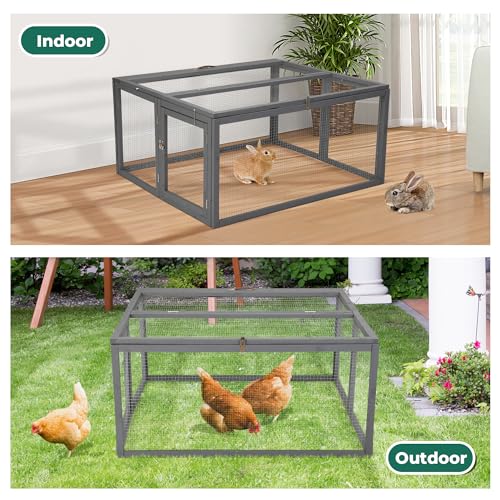 COZIWOW Chicken Coop Run Rabbit Hutch Portable Chicken Cage Pens, Gray - color: Grey