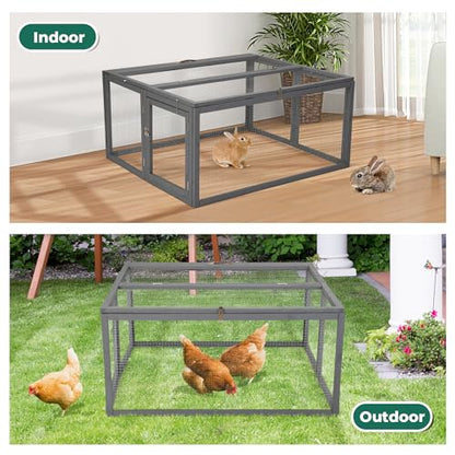 COZIWOW Chicken Coop Run Rabbit Hutch Portable Chicken Cage Pens, Gray - color: Grey