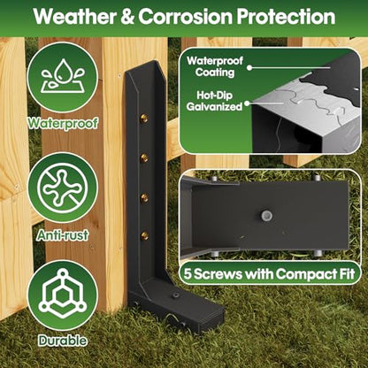Fence Post Repair Kit 4 Pack, 8mm Double-Layer Post Anchor for Wood Posts