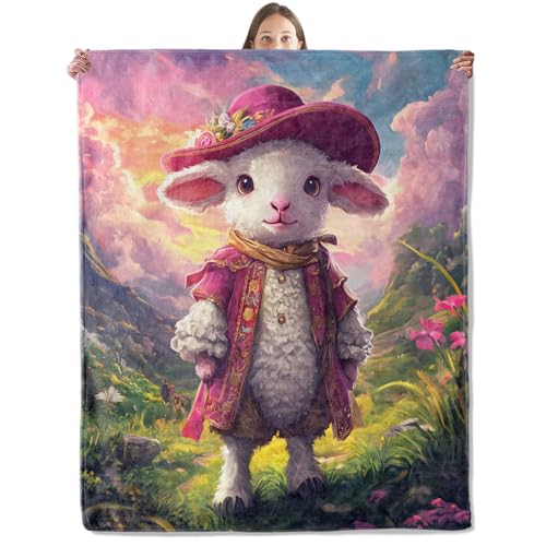 Cute Sheep Blanket, Cozy Plush Whimsical Dressed Lamb Throw Blanket for Couch Bedroom Outdoor, Lightweight Soft Flannel Travel Blankets, Gifts for Women Adults Kids, Warm Decor 40"×50" - color: Sheep47, size: 40"×50"