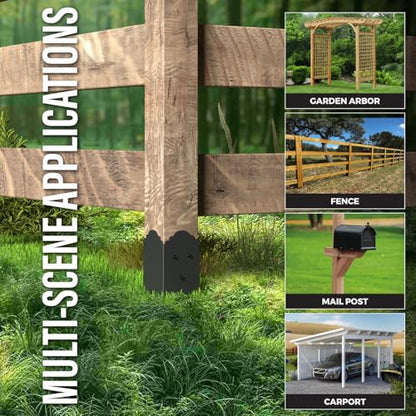 6 Pack 31.5"x4"x4" Heavy Duty Fence Post Anchor Ground Spike (S6) | Heavy Duty, Ground Spike, Outdoor Support Deck, Porch, Railing, Mailbox - size: 32IN
