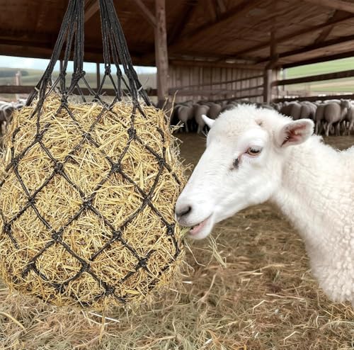 2 pcs 40" Hay Net for Horses, Made from Durable Nylon Rop, Regulate Intake of Hay hence Improve Digestion,for Horses Goat Sheep Hanging Slow Feed Hay Bag (Black 2)