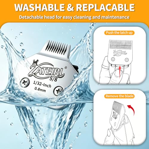 Size 5/8 Detachable Pet Grooming Clipper Blade with Steel Cutter, 1/32 Inch 0.8mm Cut Length, Silver, Compatible with Andis, Oster A5, Wahl KM10, 1 Pack - color: Silver, size: 5/8# 0.8mm