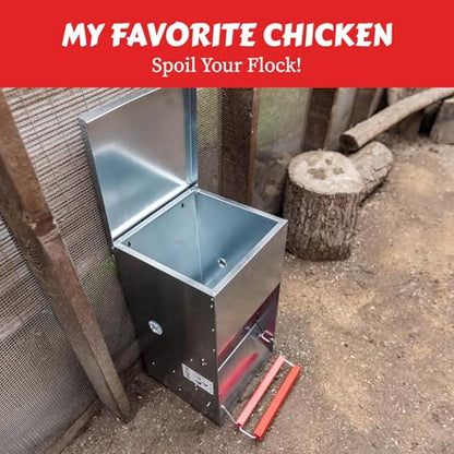 My Favorite Chicken 40lb Automatic Metal Poultry Treadle Feeder – Rust-Resistant Chicken Feeder, Self-Adjusting, Eco-Friendly Chicken Coop Essentials