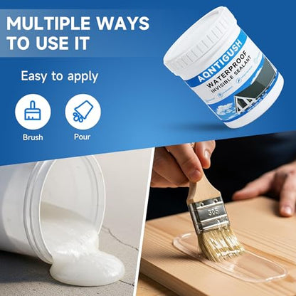 Transparent Waterproof Sealant 10.5oz, Clear Invisible Coating | 300g Water-based acrylic sealer, Bonds to roofs, walls, bathrooms, concrete & wood, UV-resistant & flexible, Easy to apply - size: 10.5 oz
