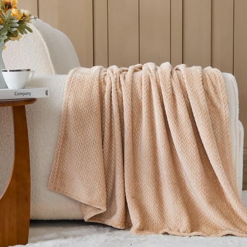 NEWCOSPLAY Fleece Leaves Pattern Queen Blanket, Brown, 90"x90" - color: Brown, size: Queen(90"x90")