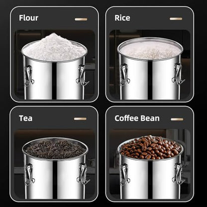 stainless steel food storage containers with lids lock clips airtight container large airtight for rice flour sugar grain coffee bean storage containers Kitchen jar (1.59gal/6L) - size: 1.59gal