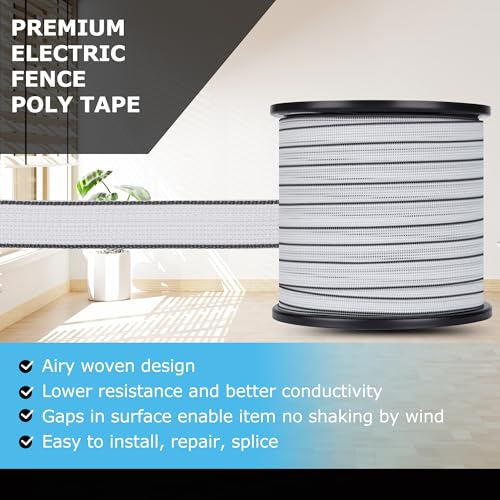 Electric Fence Tape 1 inch, Electric Fence Poly Tape 6ss Conductors 656' - color: 1 in, size: 656 FEET