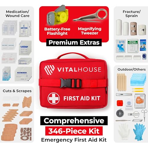 First Aid Kit 346 Piece with Tourniquet, Trauma Kit for Home Car Travel