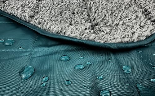 DOWN UNDER OUTDOORS Waterproof 350 GSM Fleece or Sherpa Stadium Blanket - color: Teal/Heather Grey