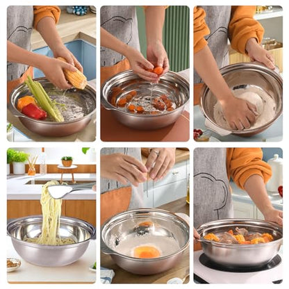 Stainless Steel Colander for Kitchen, 2.5QT Rice Washer Strainer with Mixing Bowl, Colander Bowl Set with Microporous for Washing Rice, Pasta, Spaghetti, Fruits, Dishwasher Safe(2PC) - size: 2.5QT