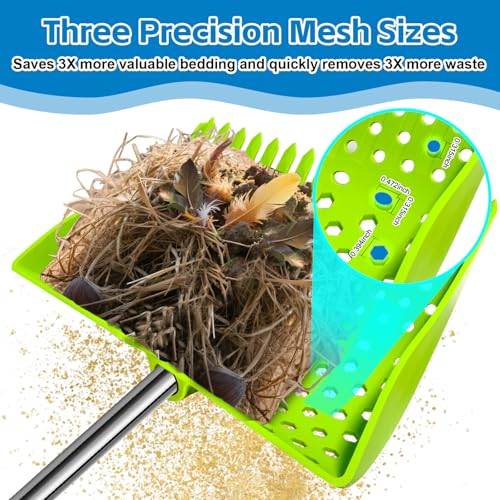 2-in-1 Chicken Poop Scooper & Rake, 20–61" Extendable Handle