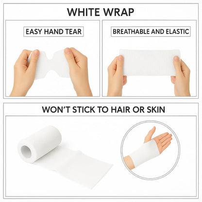 4" Cohesive Flexible Bandage Wrap – White - Pack of 4 | Self-Adherent Vet Tape for Animal Wound Care, Wrapping, and Support – Non-Slip, Breathable, Flexible Bandage for Livestock - color: White