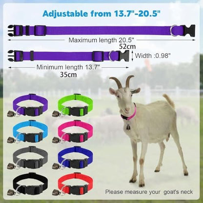 Goats Harness Reflective Portable Adjustable Goat Collar with Bell Quick Release Buckle Pet Collar Ranch(Black) - color: Black