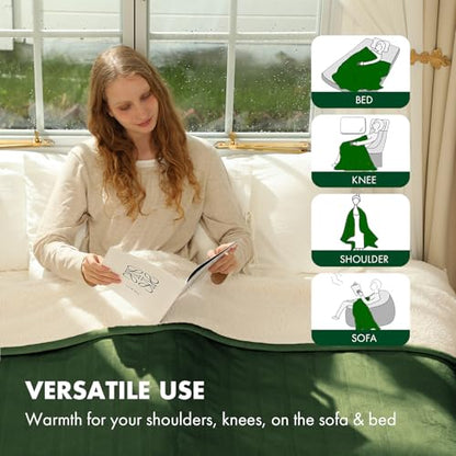 Full Size Electric Blanket Green, Soft Fast Heating, 1-10H Timer - color: 05 - Green, size: Full - 72" x 84"