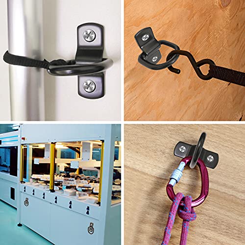 12 Pack D-Ring Tie Downs, 1/4" Anchor Lashing Ring for Loads on Trailers | RV Campers Vans ATV SUV Boats Motorcycles etc Vehicles, Heavy Duty Tie Down with Mounting Bracket - color: Black