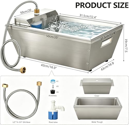 4Gal Dog Water Bowl Dispenser Automatic Livestock Water Trough