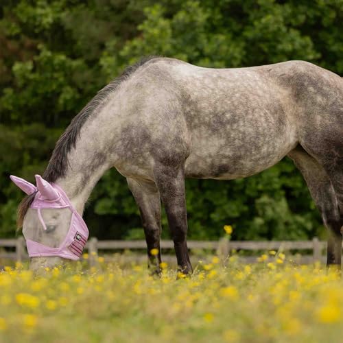 Equinavia Algard Soft Mesh Horse Fly Mask with Ears, 45 SPF UV Protection - color: Sweet Pink, size: Cob