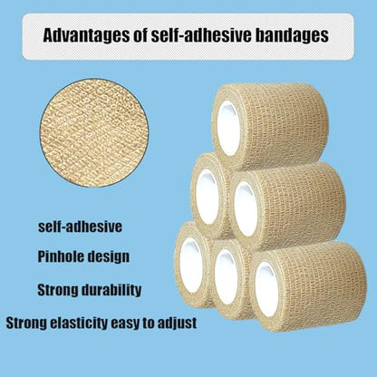 2 Inches Self Adhesive Bandage Wrap Bulk, 6 Pack, Skin Color - color: Skin