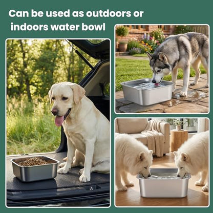 ZPUFAW 1.2 Gallons Dog Water Bowl Stainless Steel Large Outdoor Travel Bowl