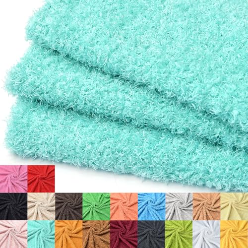 Surf turtle Mint Green Curly Teddy Fleece Faux Fur Fabric 36" x 59" - color: Mint Green, size: 36 x 59 inches