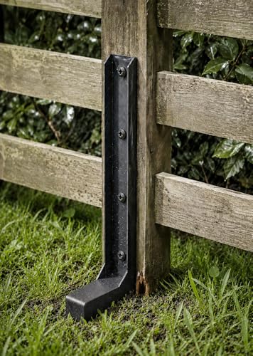 Fence Post Repair Kit 4 Pack, Heavy Duty One-Piece Steel Fence Post Anchor for 4x4 & 6x6 Wood Posts, Black Powder Coated Ground Spike Support, Repairs Leaning, Broken & Rotten Posts - color: Black 4 Pack