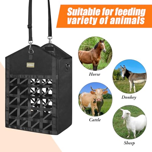 Dual Purpose Feed Horse Hay Bags, 1 Pack Large Black Oxford Fabric - size: Large 1 Pack