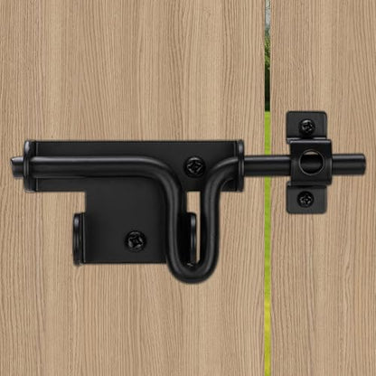 Slide Bolt Gate Latch Door Lock, Thickened Slide Bolt Latch Gate Hardware with Locking Hole for Padlock, Suitable for Heavy Duty Wooden Fence, Shed Doors, PVC Fence, Barn Doors, Black, 1 Pack