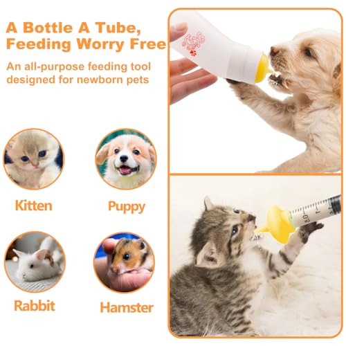 Pet Feeding Nipple with Syringe, Soft Silicone Nursing Pet Feeding Bottle, Ventilation Valve Resistant Tearing for Puppies, Kittens, Rabbit, Small Wildlife (Yellow) - color: Yellow-S Size