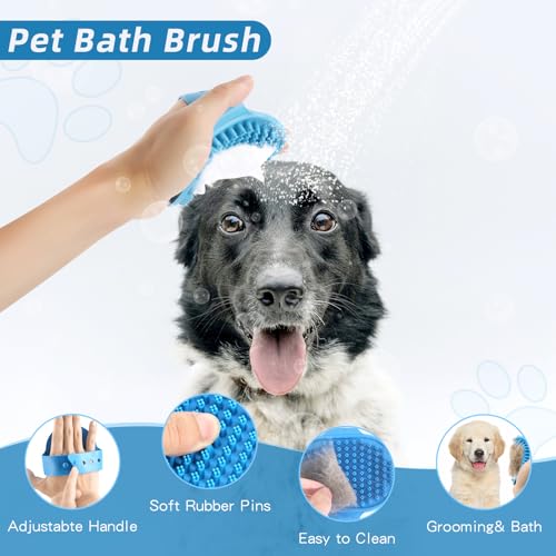 Dog Brush Dog Grooming Kit 6PCS Dog Brush for Shedding-Dog Brushes for Grooming, Dematting Comb for Dogs, Cat Nail Clipper with Nail File, Flea Comb, Bath Brush(Blue) - color: Blue