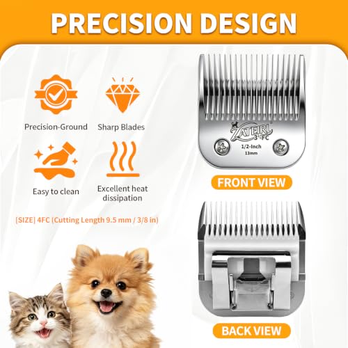 Size 3-3/4FC Detachable Pet Grooming Clipper Blade with Ceramic Cutter, 13mm 1/2 Inch Cut Length, Silver, Compatible with Andis, Oster A5, Wahl KM10, 1 Pack - color: Silver, size: 3-3/4FC 13mm