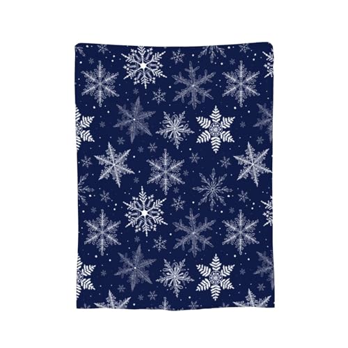 Winter Snowflakes Blue Fleece Blanket Lightweight Ultra-Soft Christmas Throw Blanket for Sofa Couch Bed Camping Travel - Super Soft Cozy Microfiber Blanket 50"X40" - color: Winter Snowflakes(blue), size: 50"x40"