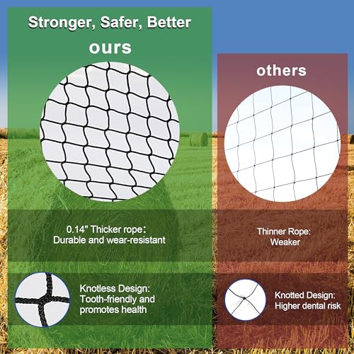 5×5 FT Round Bale Hay Net Slow Feeder for Horses, 1.7" Hole Feeder Net - style: 5*5Ft(Black)