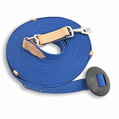 35' Flat Cotton Web Lunge Line with Bolt Snap & Rubber Stop - By Southwestern Equine (35', Sapphire) - color: Sapphire, size: 35'