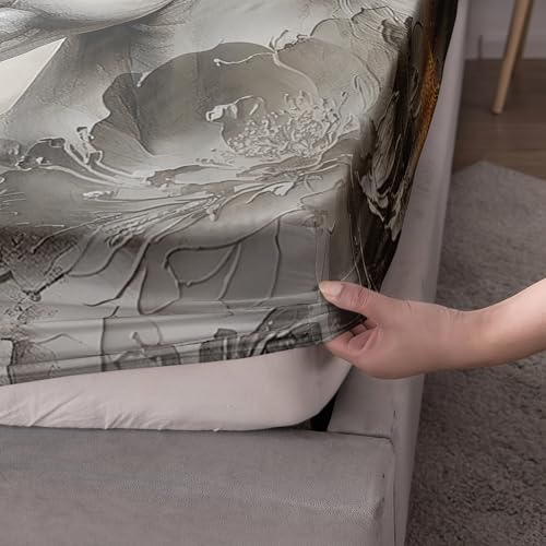 Horses Aesthetics Bedding Full Size,1 Fitted Sheet+2 Pillowcases. - color: Black-gold, size: Full