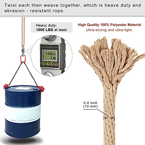 SELEWARE 6.5ft Tree Swing Rope, Adjustable Hammock Straps Hanging Kit - color: Beige1 - 2 Pack, size: 6.5ft