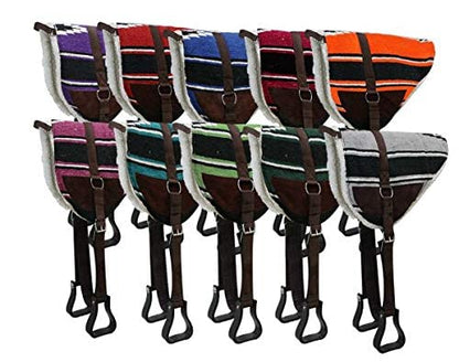 Showman Navajo Print Bareback Saddle Pad w/Fleece Bottom - color: Blue