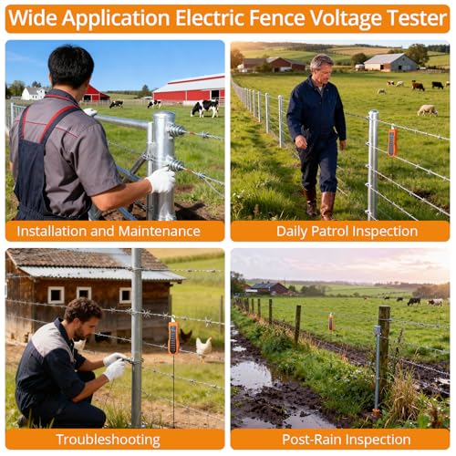 Neoteck 2000-12000V Electric Fence Voltage Tester with 8 Neon Lights | Electric Fence Fault Finder Portable Fence Tester Suitable for Troubleshoot Faults of Ranch and Farm Fences