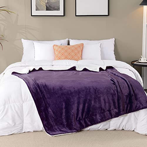 SOCHOW Sherpa Fleece Throw Blanket, Double-Sided Super Soft Luxurious Plush Blanket Twin Size, Aubergine 60inch X80'' - color: Aubergine, size: 60"×80"