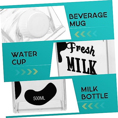 Cabilock Printed Milk Bottle 8.07In Leakproof Milk Storage Container Compact Beverage Jug for Cold Drinks Juice Tea Portable Travel and Refrigerator Use