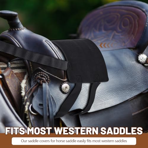 Dansydaisy Western Anti Slip Grip Saddle Seat Cover Black Horse Saddle Cover with Adjustable 2 Elastic Leg Bands for Christmas Horse Lover Gifts Riding Accessories