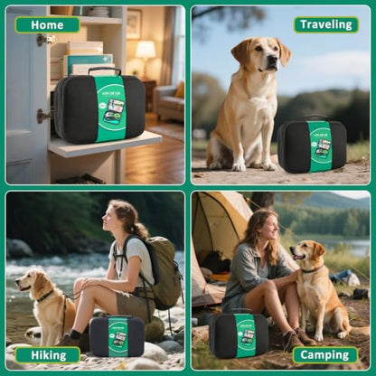 Pet First Aid Kit for Dogs - Pet Emergency Kit for Camping Hiking Traveling Hunting and Sports (Green) - color: Green