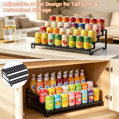 Expandable Can Organizer for Pantry, 4-Tier Adjustable Metal Can Rack - size: 4 Tier*1