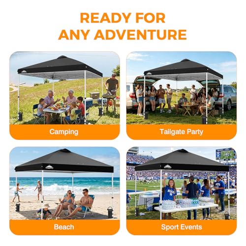 EAGLE PEAK 10x10 Pop Up Canopy Tent Easy Up Canopy Outdoor, Black - color: Black, size: 10x10