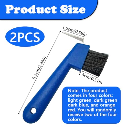 2 Pcs Horses Hoof Pick Brush with Soft Touch Rubber Handle, Portable Hoof Pick for Horses Goat Donkey Horse Hoofs Trimming and Horse Equestrian Enthusiasts (Random, 2-in-1)