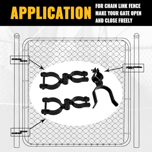 VIVIDA Chain Link Gate Hinge Kit 1-3/8" x 2-3/8", Black Fence Gate Hardware | Include 1-3/8" x 2-3/8" Black Fence Gate Hinge Kit, 1-3/8" x 2-3/8" Black Chain Link Gate Latch - size: 1-3/8" × 2-3/8" (BLACK)