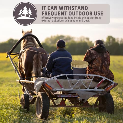2-5 Gallon Horse Bucket Cover, Waterproof Horse Feed Bucket Cover, Lightweight and Easy to Use (Excluding Bucket, Khaki) - color: Khaki